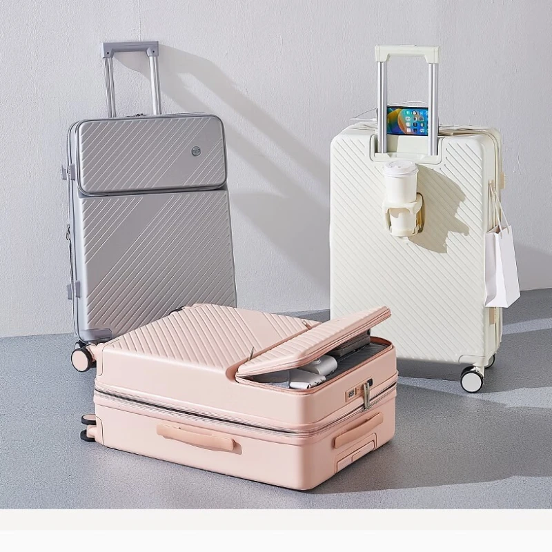 Expandable Waterproof PC Hardshell Suitcase 20 Inch Front Opening Spinner Luggage TSA Lock Lightweight Student Travel Suitcase