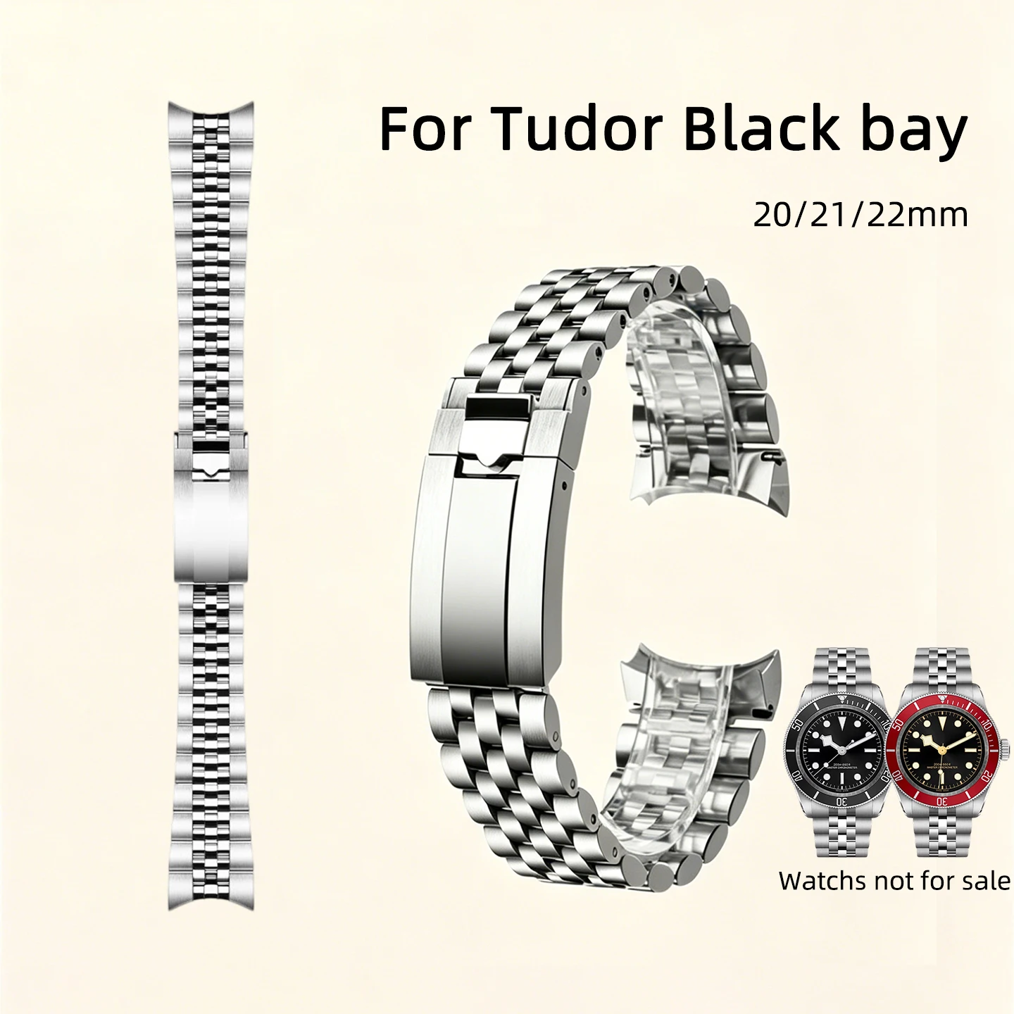 

Curved End Jubilee Bracelet for Tudor Heritage Bronze Black Bay 41mm 1958 BB58 39mm Chrono M79250 79363 Replacement metal strap