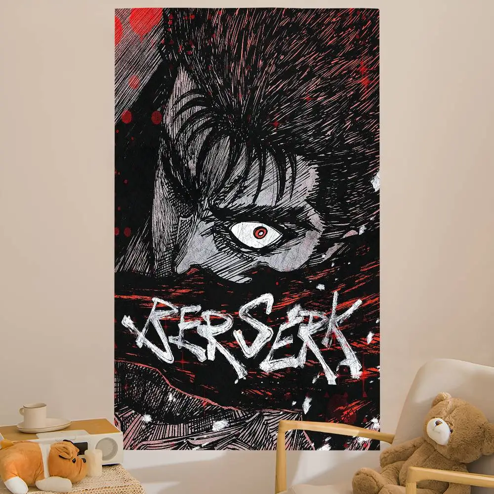 Tapiz de Anime BerserkS con impresión artística, tapiz de pared japonés, colgante de pared de Anime, decoración del hogar