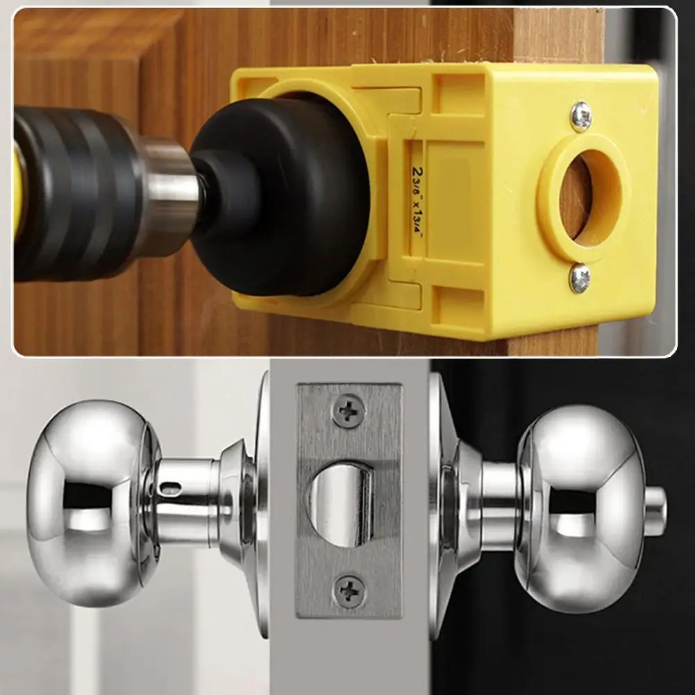 

Набор для установки дверного замка с направляющим шаблоном, комплект кольцевой пилы для дверного замка идеально подходит для деревянных дверей