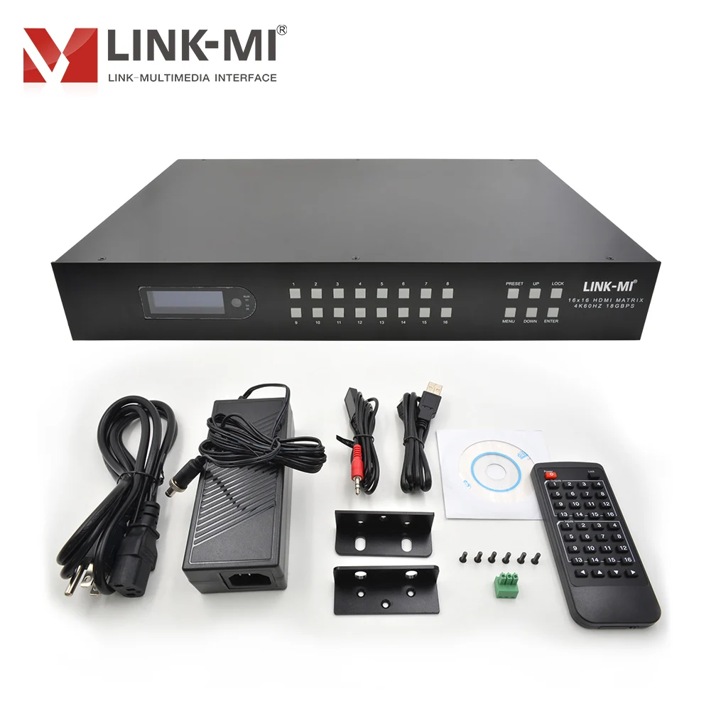 Conmutador de matriz de 18 Gbps 16x16 con soporte de matriz AV de audio SPDIF 4K2K 60 Hz YUV 4:4:4