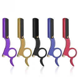 Salon Stainless Steel Ring Shaver Classical Manual Beard Shaving Eyebrow Tools Professional Straight Angle Barber Tools Supplies