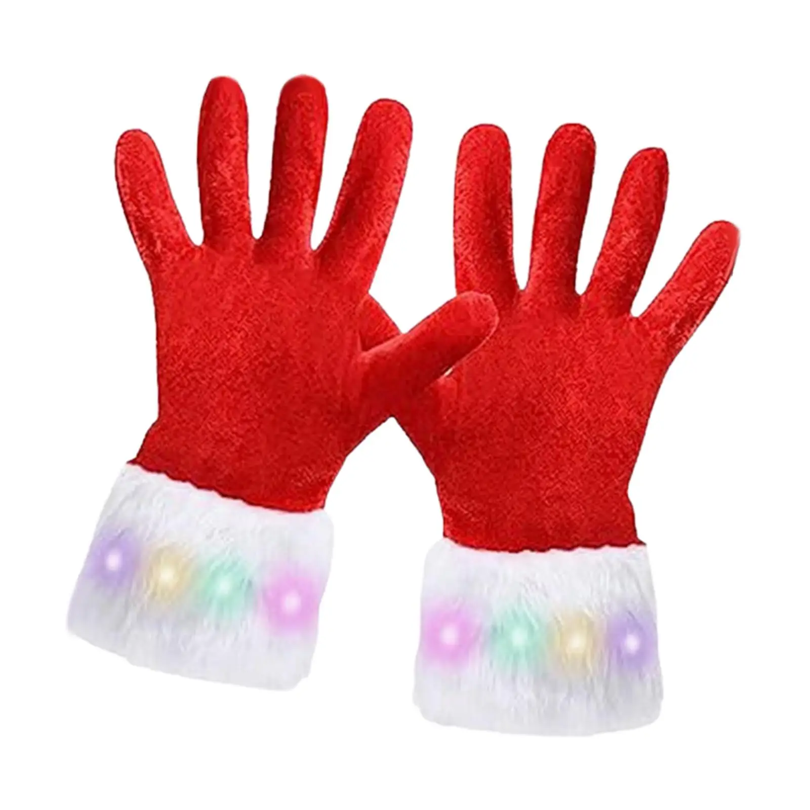 Illuminating Red Gloves Christmas Santa Design 3 Levels Bright Flash Light Up Mittens Soft Comfortable Polyester for Stage