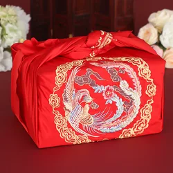 2PCS Wedding red happy furoshiki large package woman dowry bridal basin cloth