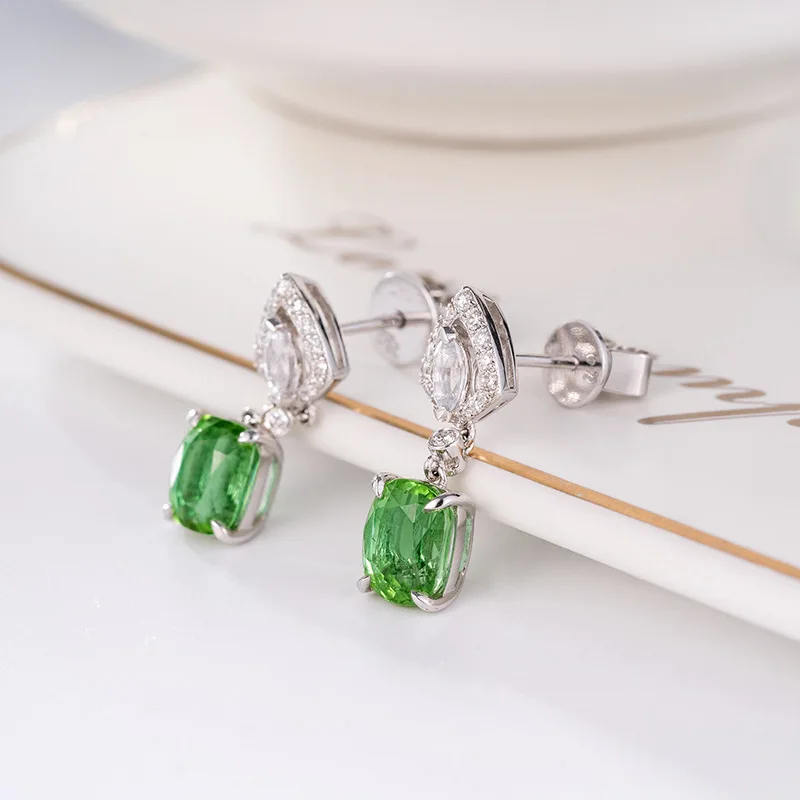 Pendientes de turmalina de simulación verde, aretes elegantes y exquisitos de Color verde manzana y circón, joyería de tesoro, novedad