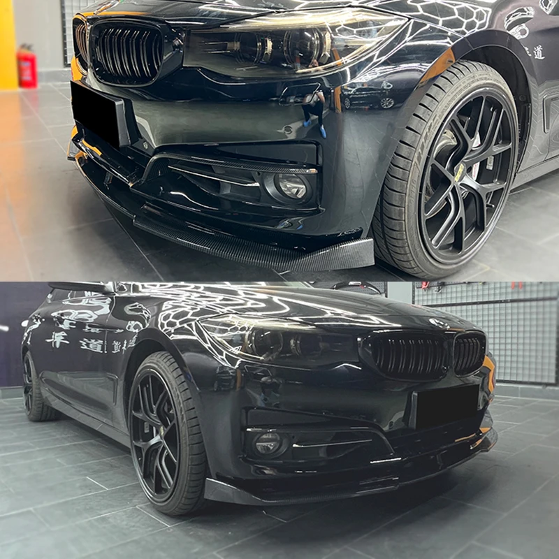 For BMW 3 Series GT F34 2015-2019 Gloss Black ABS Front Bumper Lip Splitter Diffuser Body Kits Spoiler lower lip Accessories