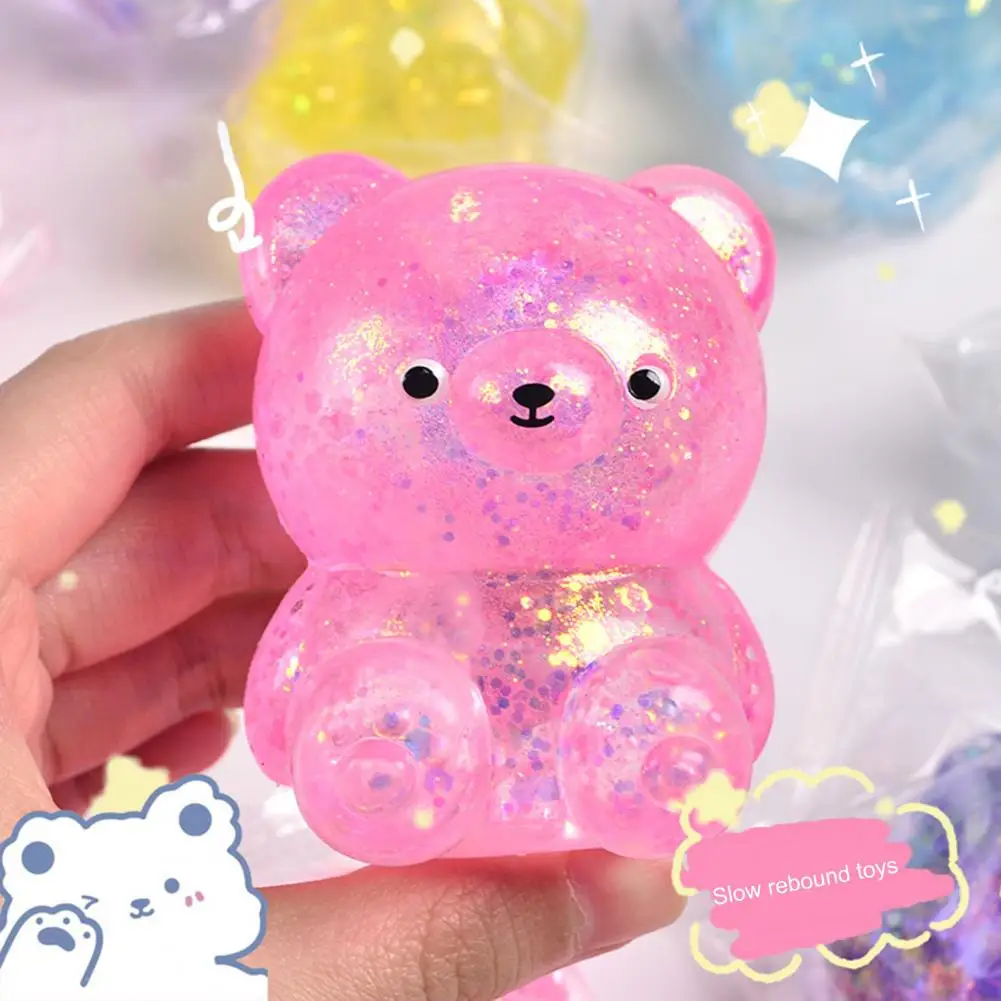 Interesting Squishes Fidget Toy Elastic Squeezing Animal Toy Sequins Squishes Bear Doll Stress Relief Fidget Toy  Decompression