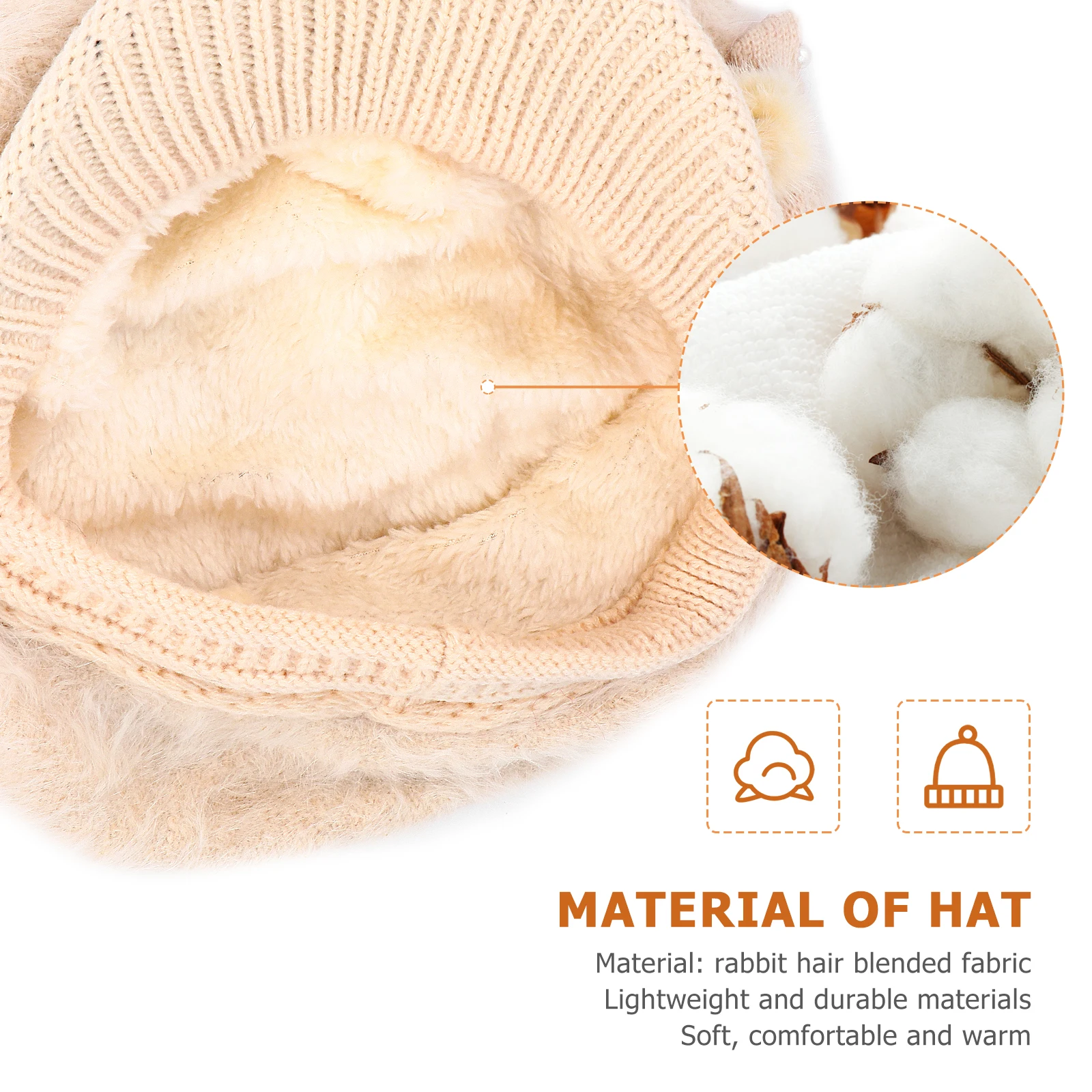 

1pc Warm Ear Protection Hat Beanie Peaked Cap Knitted Caps Soft Comfortable Fashionable Autumn Winter Beige Lightweight Durable