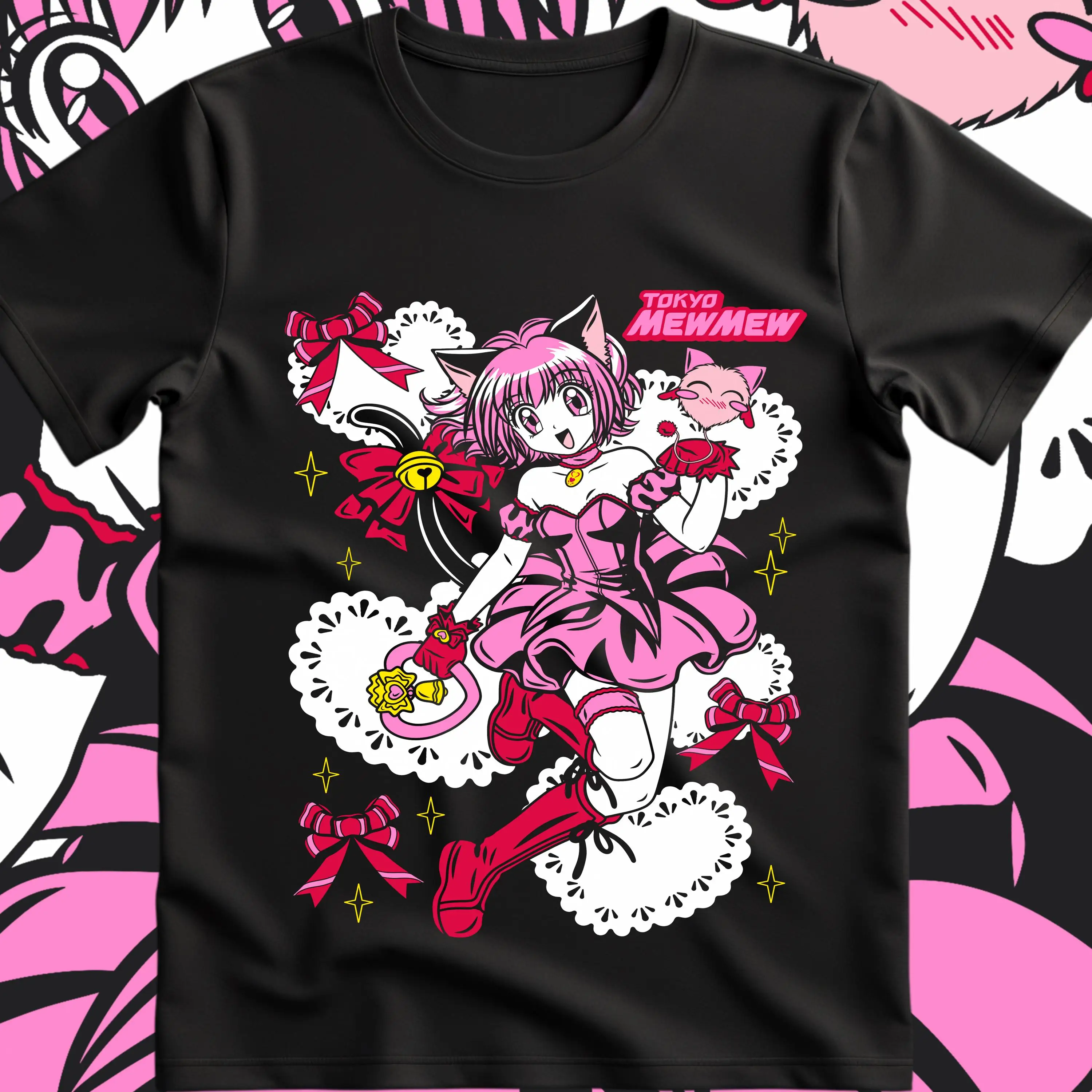 Camiseta de Anime Tokyo Mew Ichigo Momomiya Magic Girl para hombres y mujeres, Top de manga corta holgado de algodón de verano a la moda