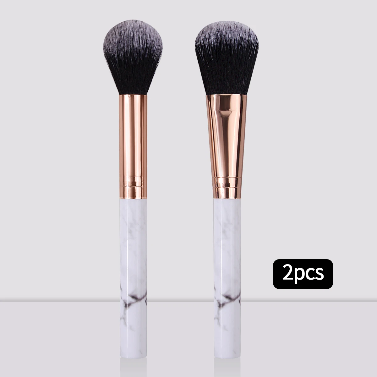 2PCS 부드러운 대리석 질감의 파우더 브러쉬, 블러쉬 브러쉬, 컨투어링 브러쉬, 다기능 페이셜 메이크업 브러쉬 도구