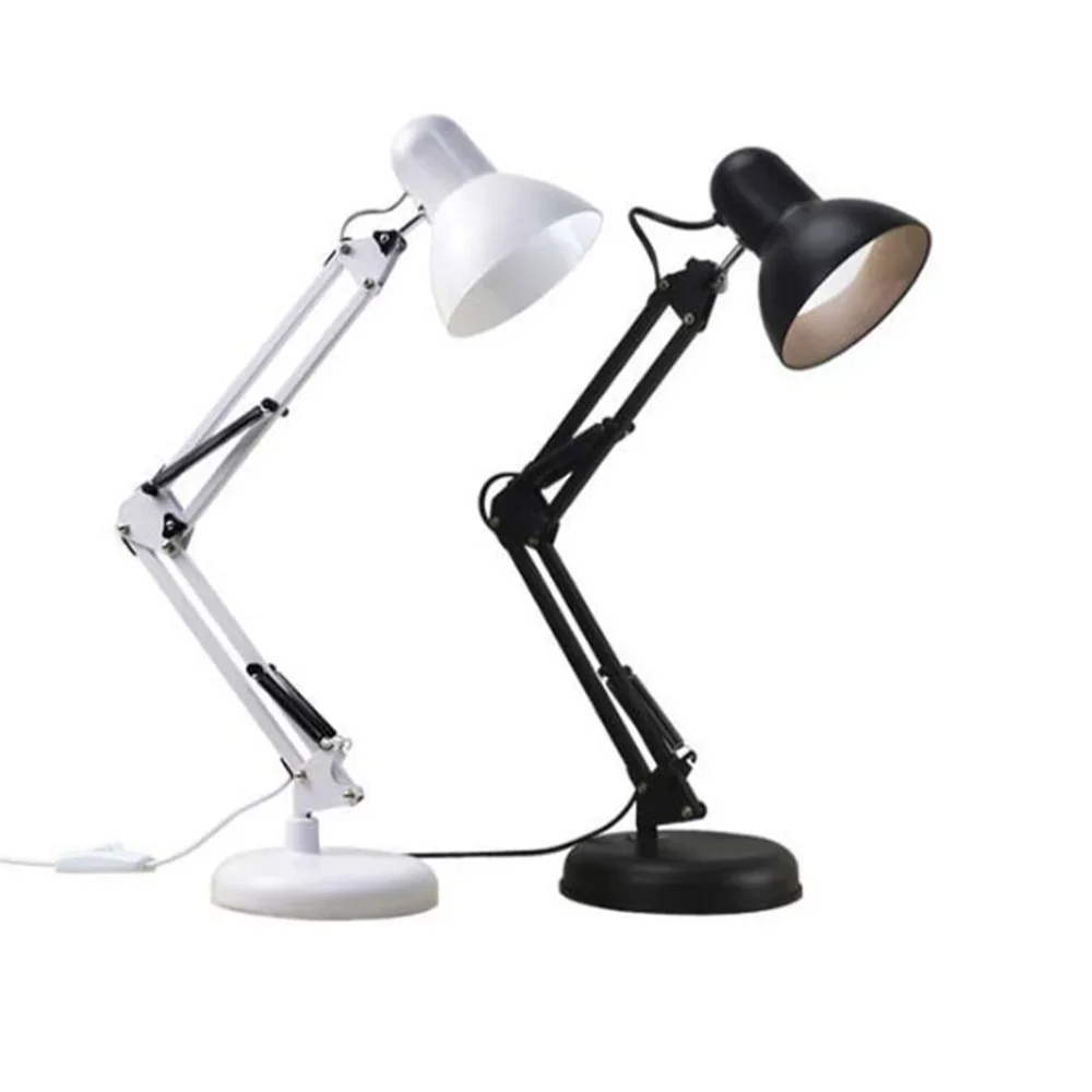 Mini lampe de bureau flexible à bras oscillant avec tête rotative et support de montage de pince, lumières de table à la maison, étude de bureau