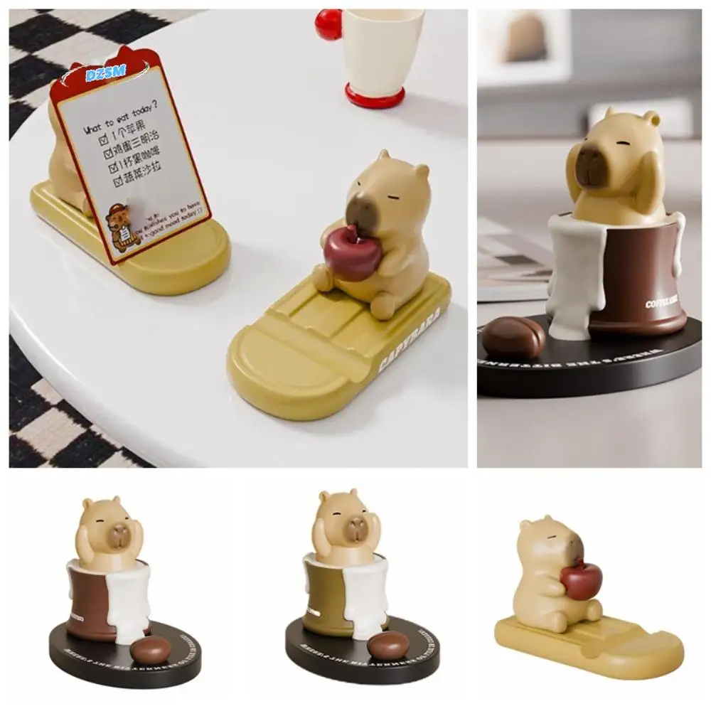 

Coffee Cup Capybara Doll Phone Holder Animal Figurines Desk Decor Capybara Mobile Phone Stand Creative Cartoon Capybra Model Toy