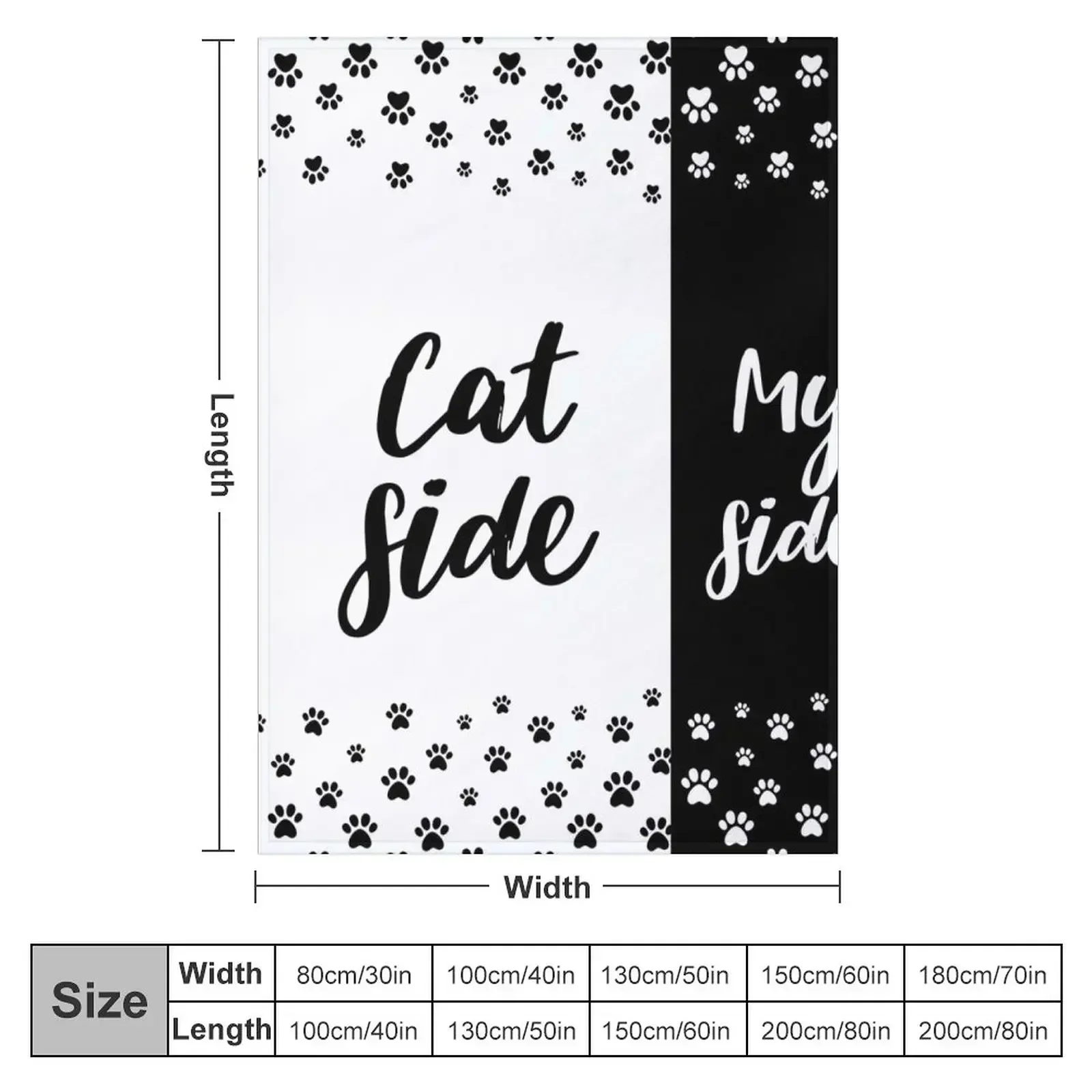 Cat Side My Side Funny Cat Owner Bedding Throw Blanket couch cozy soft plush fuzzy picnic outdoor blanket