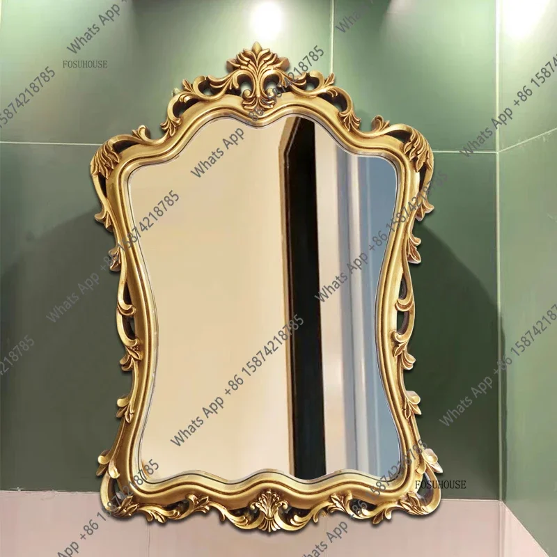 European Retro Mirrors For Entryways Wall-mounted Exquisite Decorative Mirrors Light Luxury Unique Design Mirrors For Bathroom X