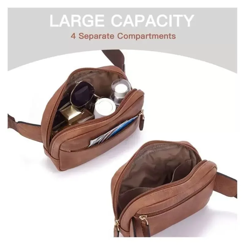Pu Leather Fashion Waist Bag, Adjustable Shoulder Bag, Outdoor Casual Lightweight Travel Bag