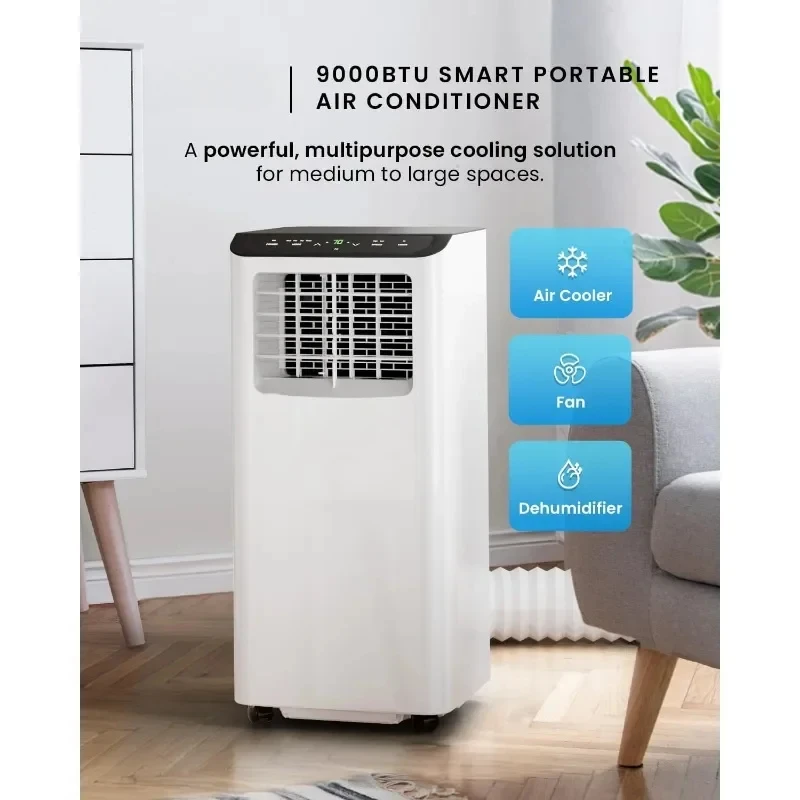 Pendingin udara portabel 4 in 1 untuk ruangan, pendingin udara pintar dengan kipas, Dehumidifier, pendingin Unit AC portabel Wifi