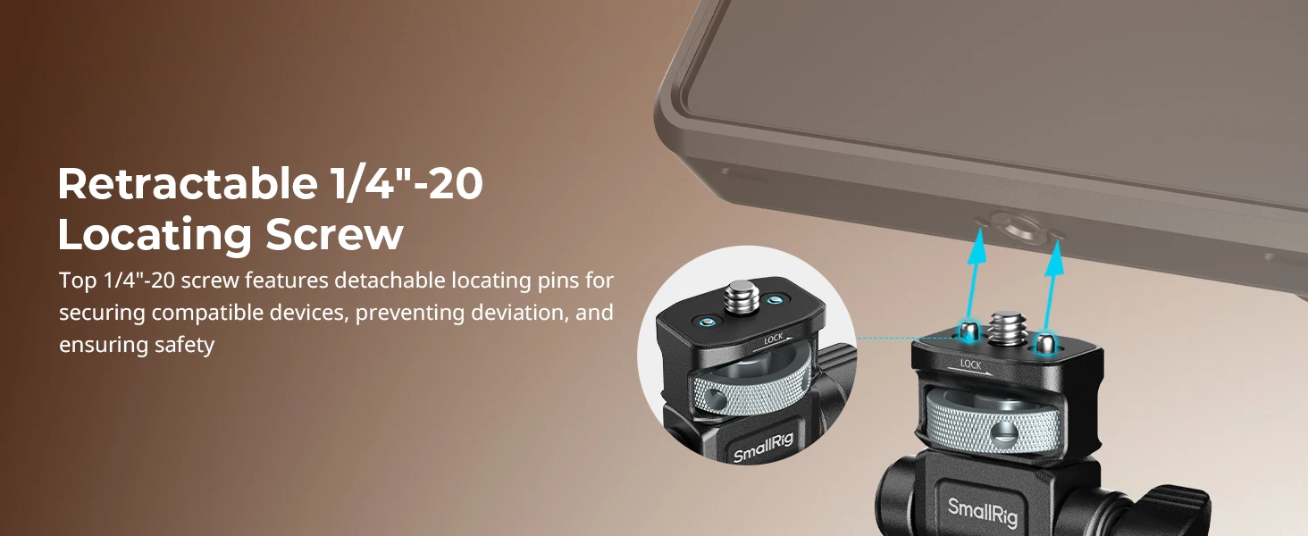 SmallRig Monitorhalterung für horizontale und vertikale Aufnahmen mit Cold-Shoe-Halterung, schwenk- und neigbar, für DSLR-Käfiggriff 6313 – Detail 4