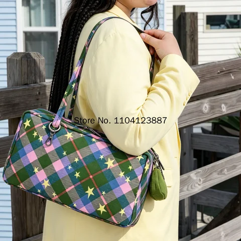 Nylon Square Shoulder Bag Large Capacity Canvas Handbag Lightweight Zipper Tote Bag Daily Commute Travel Storage Bag Gym Gift
