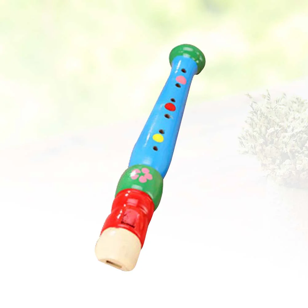 1pc Cartoon Wood Flutes Kids Musical Instrument Children Music Early Educational Toy (Blue) Cartoon Flute