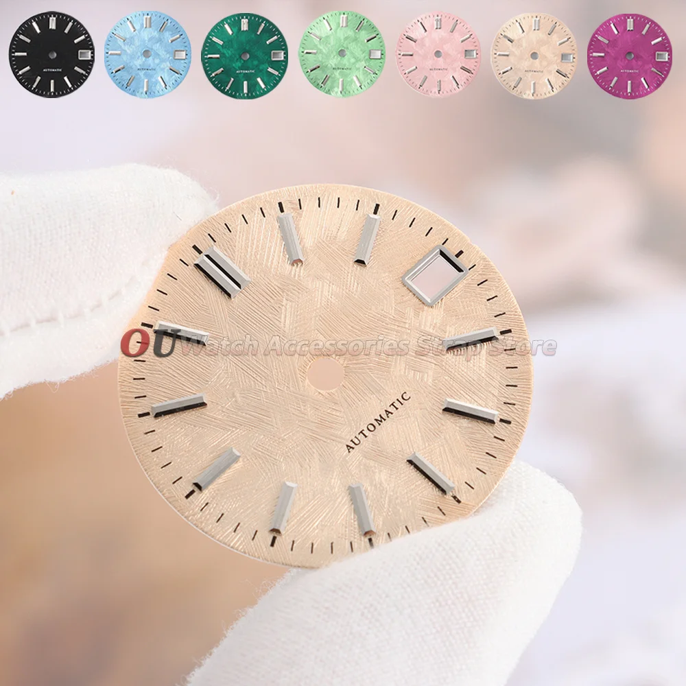 28.5mm White Birch Tree Pattern Automatic Dial for NH35 Watch Dial Face Silver Scale Green Black Khaki Dial fit NH35 Watch Mod