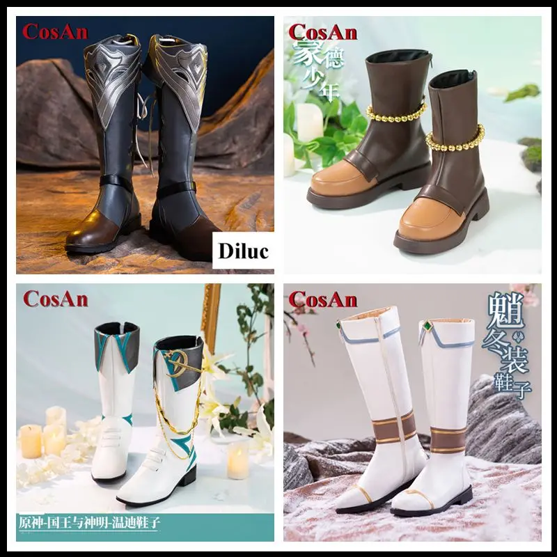 CosAn Hot Game Genshin Impact Venti/Diluc/Xiao Shoes Cosplay Universal Fashion Combat Boots gioco di ruolo accessori usati