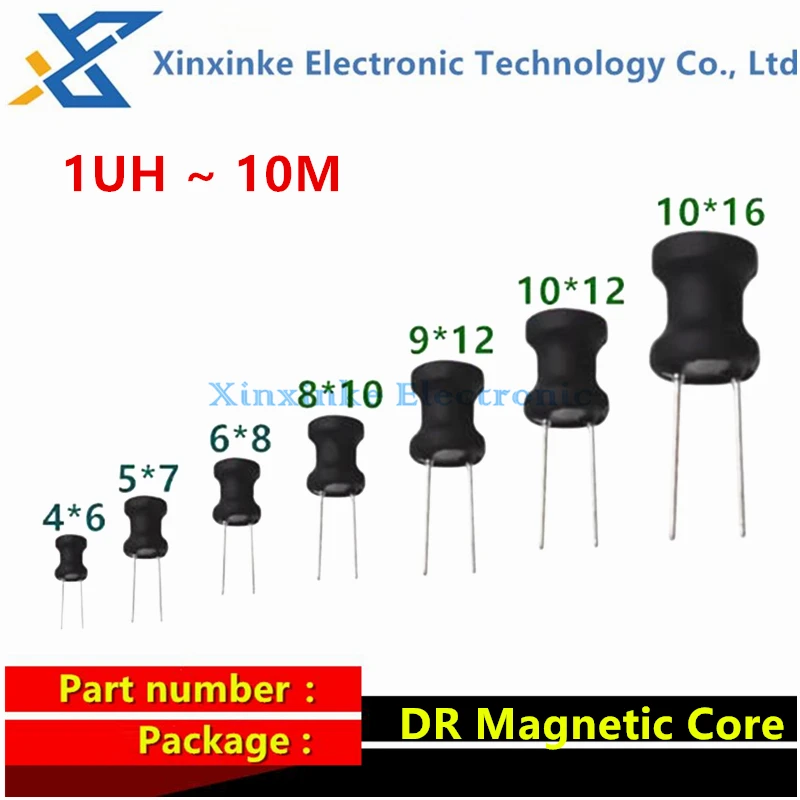 20PCS 10*12 1012 2.2UH 4.7UH 10uH 22uH 100uH 330uH 470uH 1M DR Magnetic Core DIP I-shape Power Inductor Inductance Copper Coil