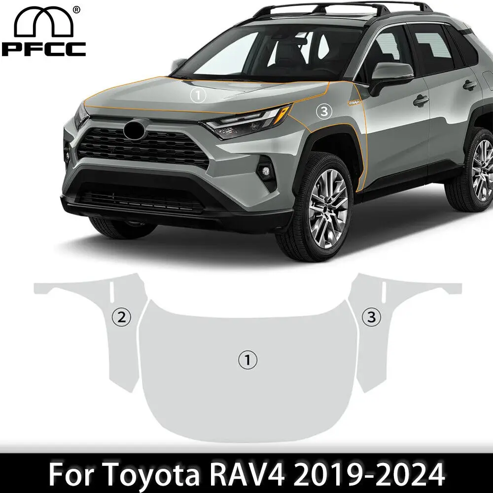 Car Hood Fender Precut Paint Protection Film Clear Bra Front Scratch Resistant TPU PPF for Toyota RAV4 2019-2024 Accessories