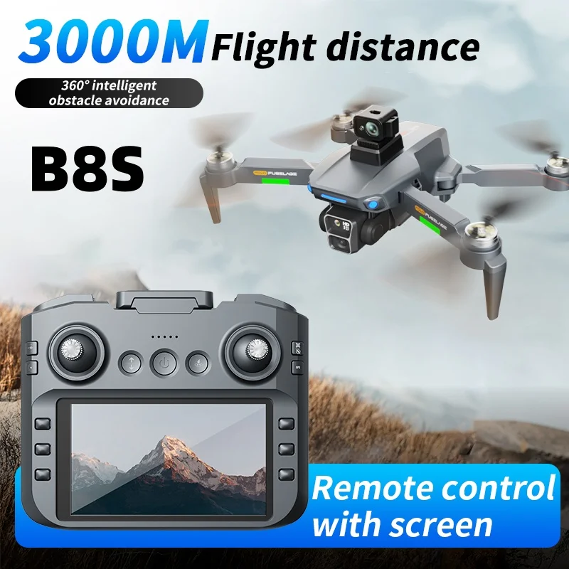 

B8s Drone Professional GPS HD Camera obstacle avoidance Drones 5G WIFI FPV Video UAV 4.7 inch large screen remote control RC Toy