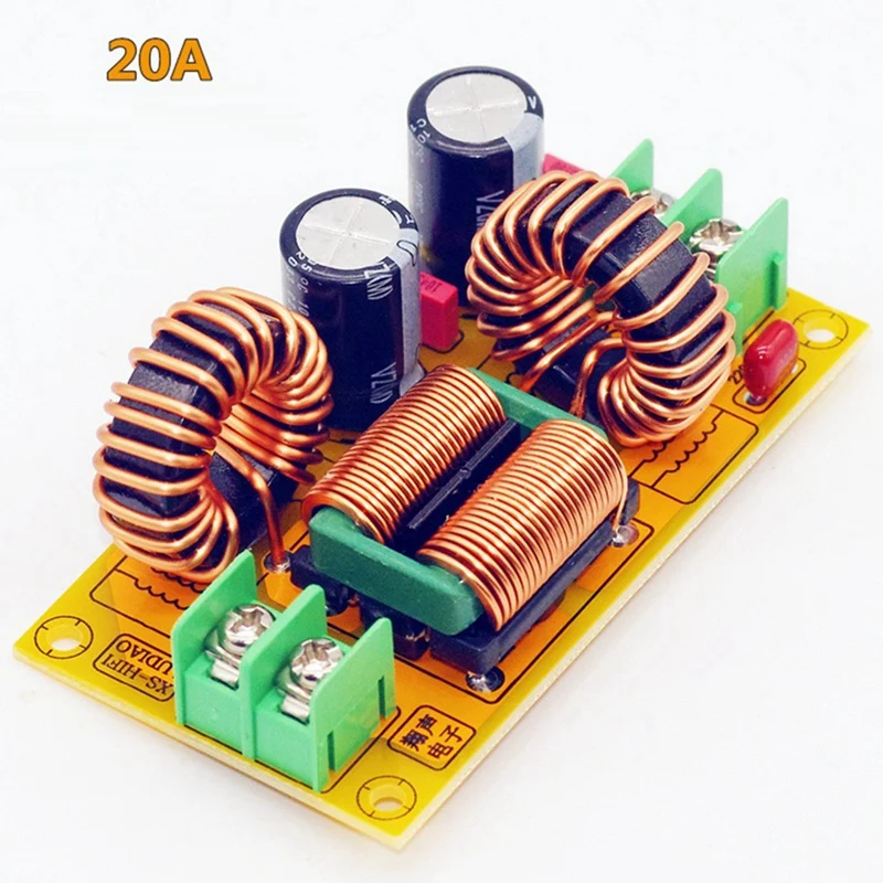 20A DC LC Filter EMI Electromagnetic Interference Filter Emc Fcc High Frequency Power Filtering For 12V 24V 48V Car Easy Install