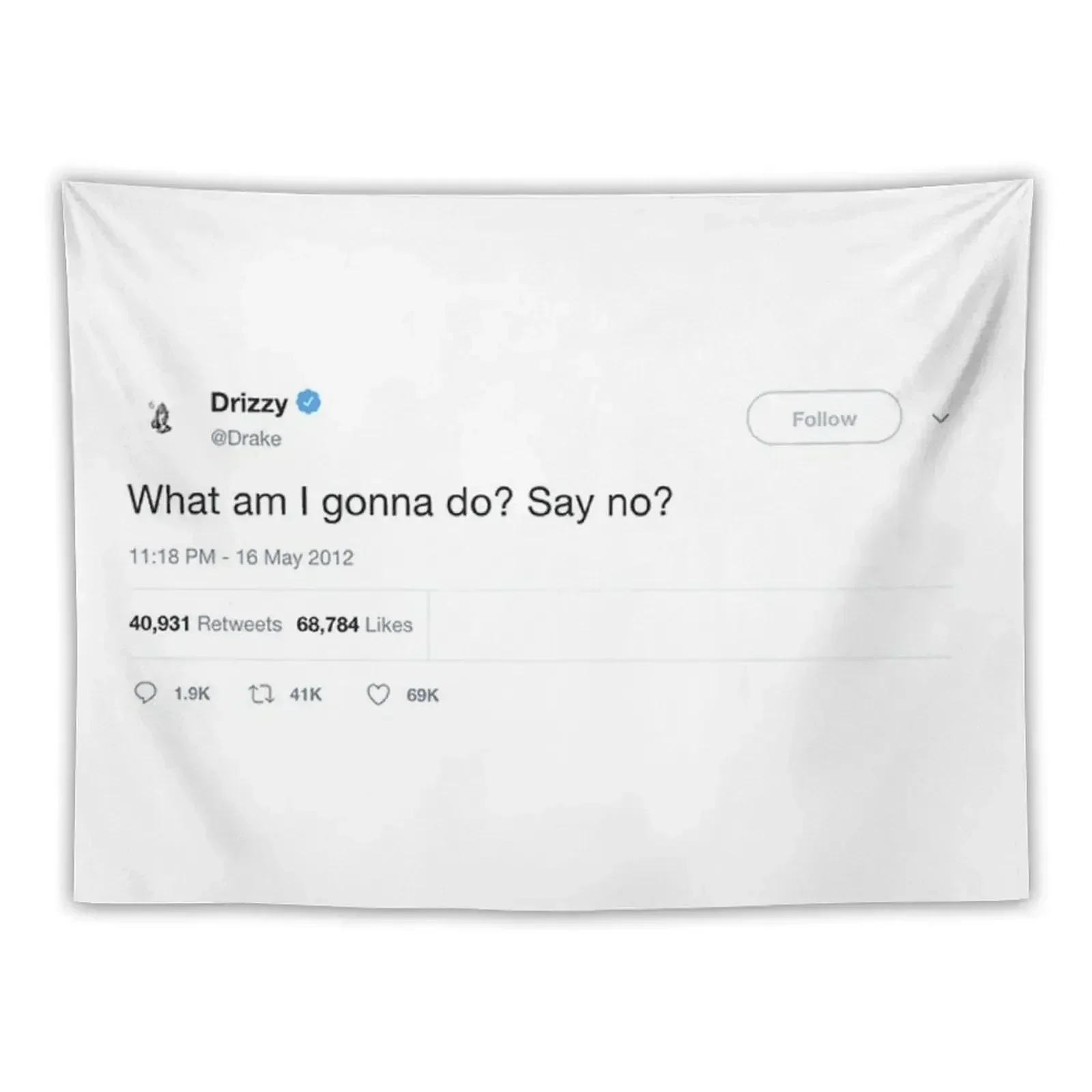 

Drake - "What am I gonna do Say No" Tweet Tapestry Kawaii Room Decor Hanging Wall Cute Room Decor Tapestry