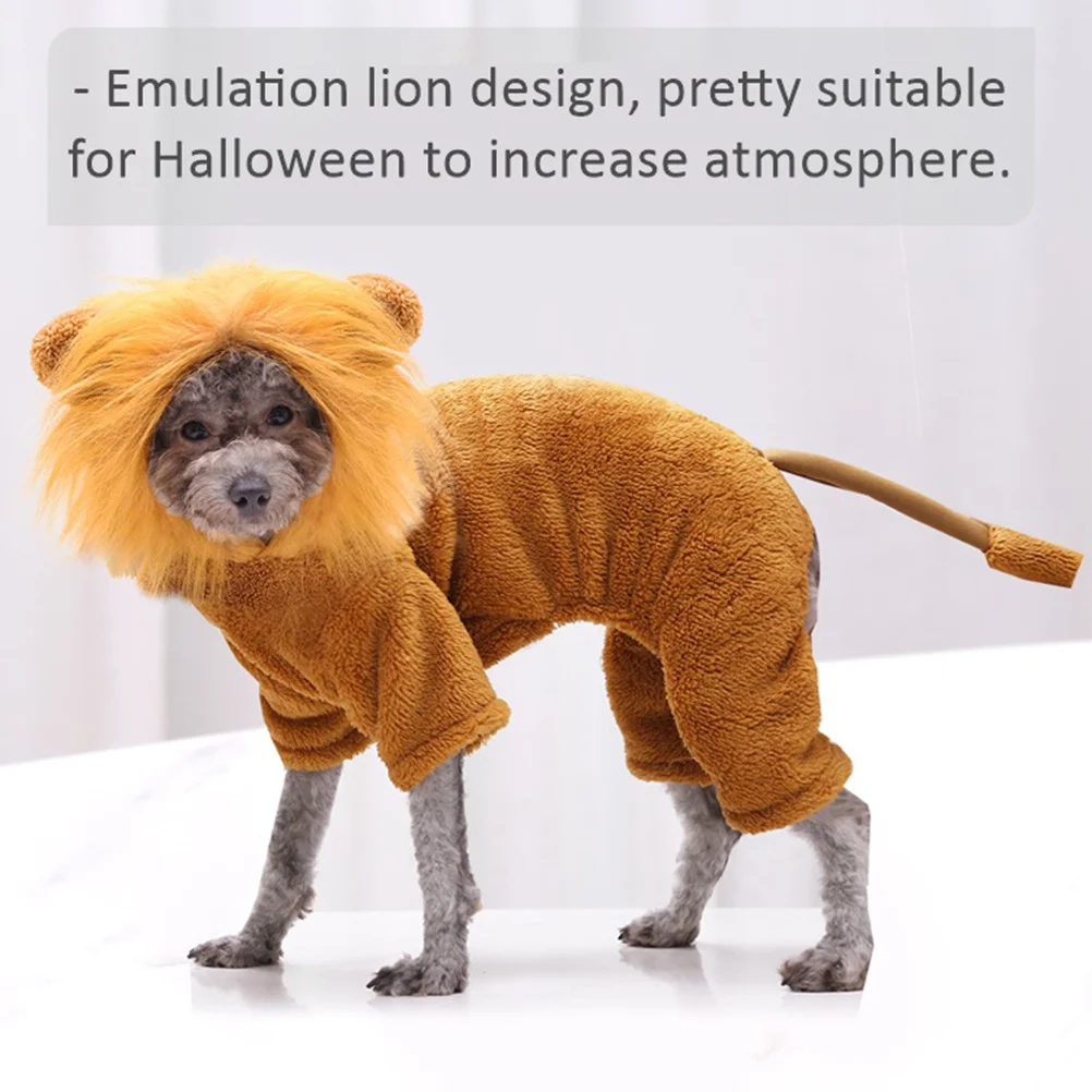 

Warm Transformation Suit For Dog Emulation Lion Design Halloween Party Costume Pet Clothes Cosplay Outfit Dog Warm Jacket
