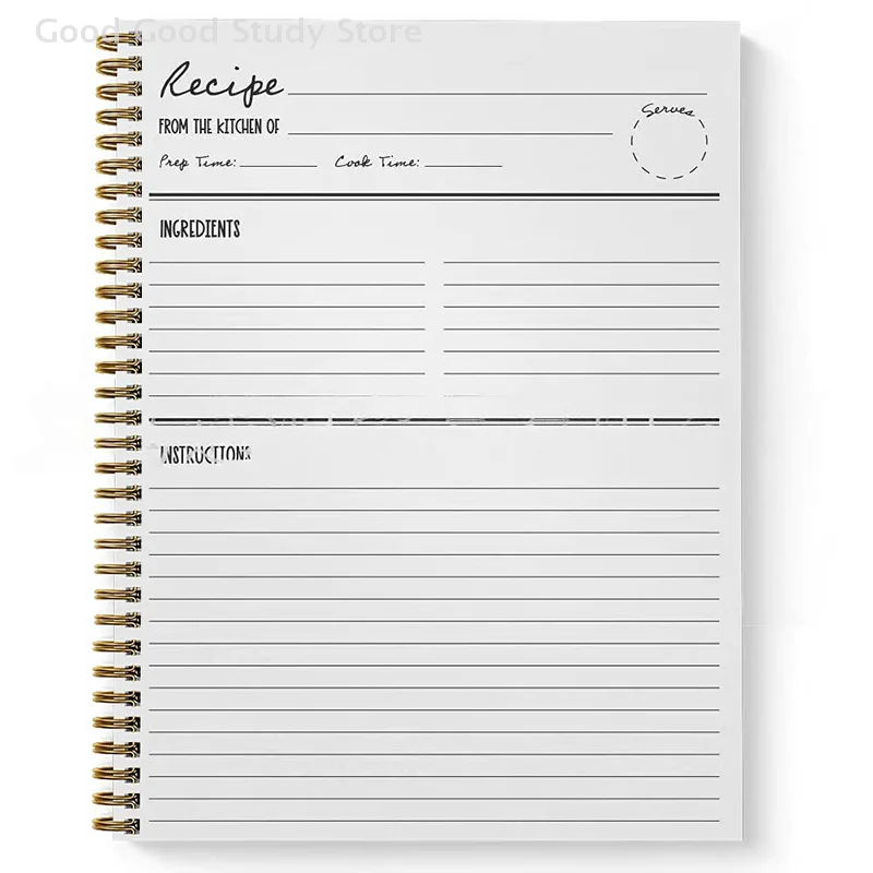 Lick The Spoon Recipe Spiral Notebook Recipe Planner Color Shell Inner Page Record Book Hand Book Notebook Creative Stationery