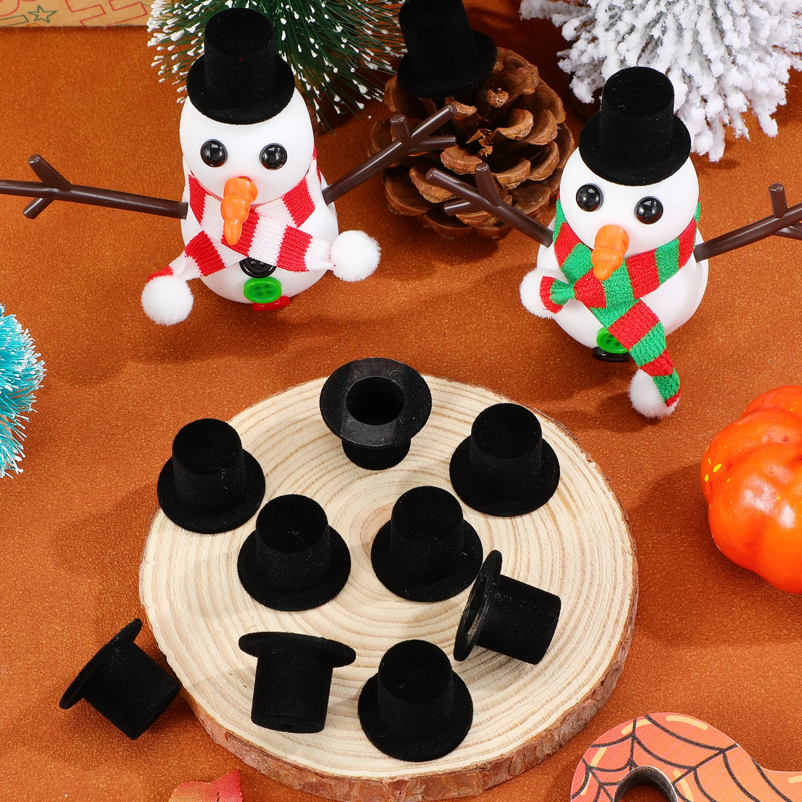 

20pcs Mini Tops Miniature Hats Decorative Flocking Resin Craft Accessory Party Supplies Tiny Top Hat For Diy Kawaii Small Hat