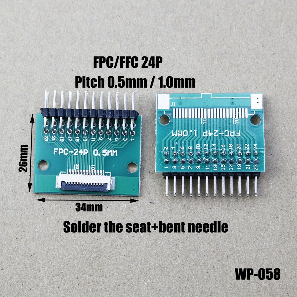 1pcs DIY FPC/FFC Adapter Board 1.0mm Connector Straight Needle And Curved Pin 4P 14P 18P 26P 30P 34P 40P WP-058