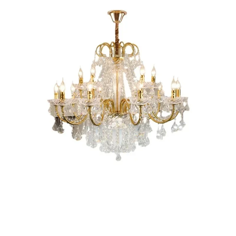 

Crystal Hotel dining American chandelier Living room lamp Dining Retro black Atmospheric candle