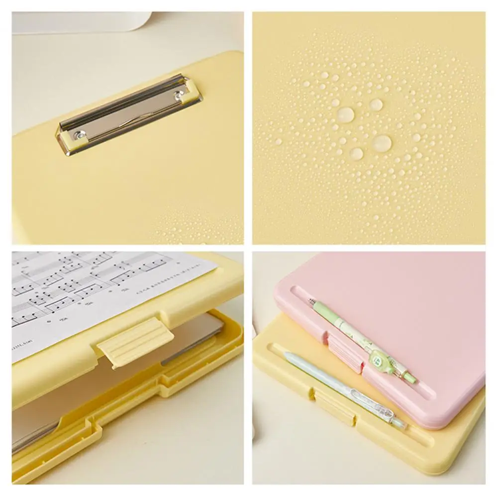 กล่องเก็บเอกสารเอกสาร A4พร้อมคลิปหนีบกระดาษกระดานเขียนเวิร์ดแพดเครื่องเขียนสำนักงานที่ใส่กล่องจัดระเบียบ