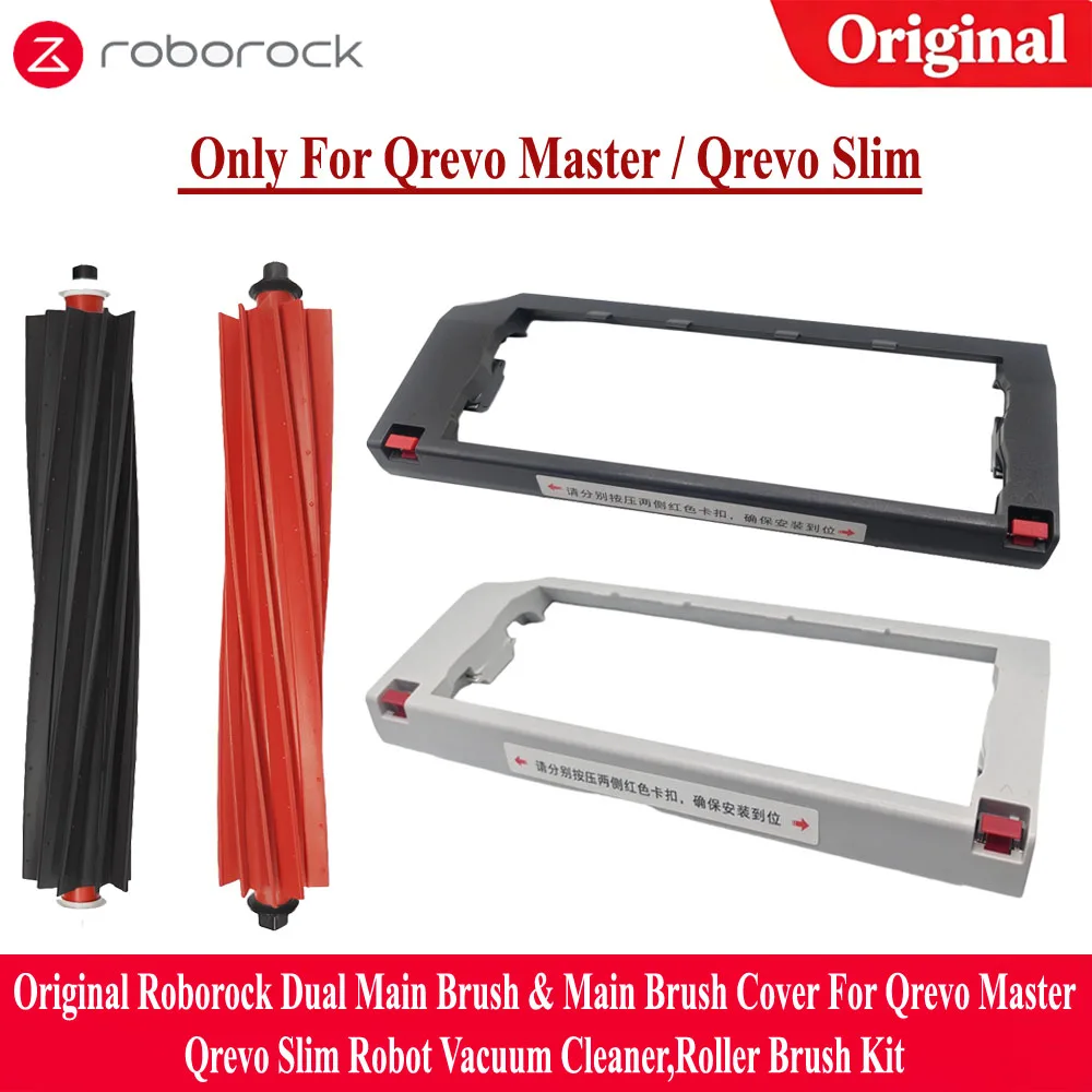 Original Roborock Dual Main Brush & Main Brush Cover For Qrevo Master Qrevo Slim Robot Vacuum Cleaner,Roller Brush Kit