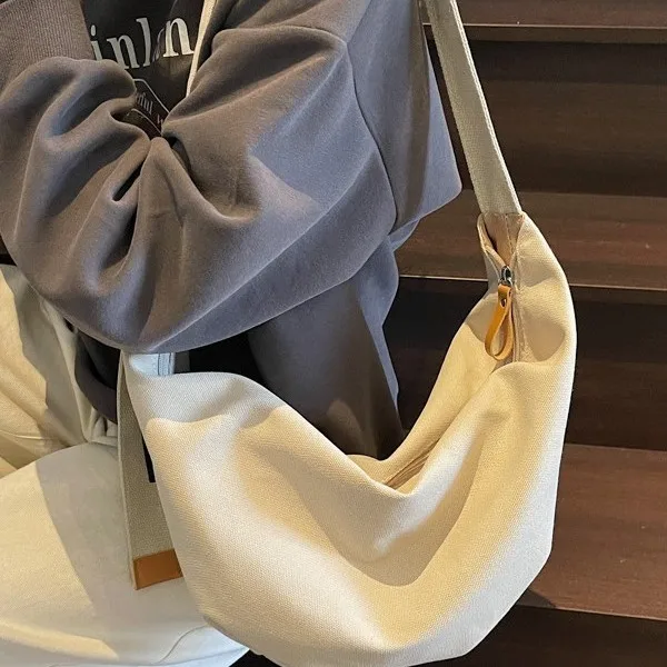 

Холщовая женская сумка для пельменей, новинка лета 2025, большая вместительная сумка через плечо, нишевая повседневная универсальная сумка-мессенджер