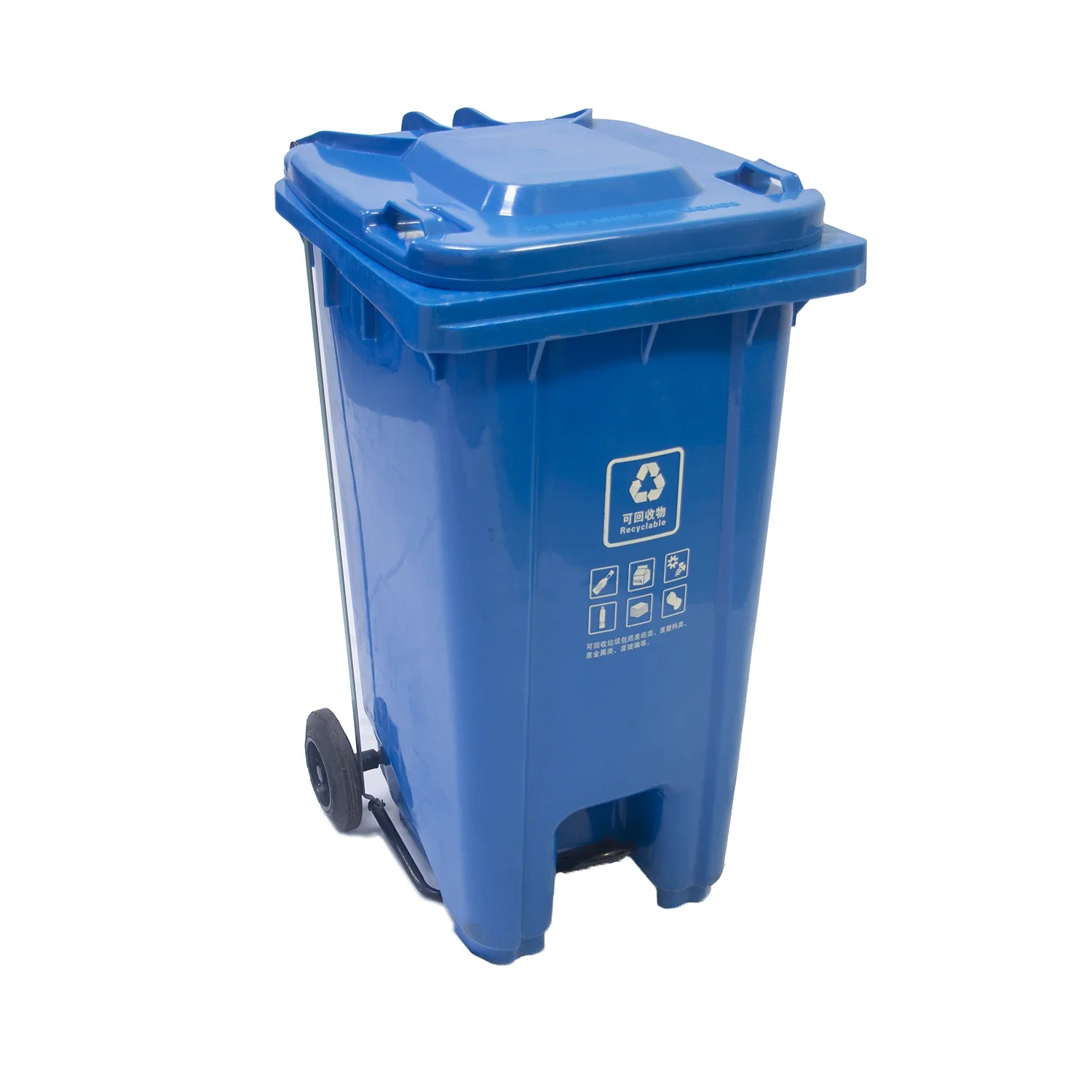 Customized 120L HDPE Eco-Friendly Recycling Trash Bin with Two Wheelie Bins Pedal Waste Bin Outdoor Municipal Garbage Use Cheap