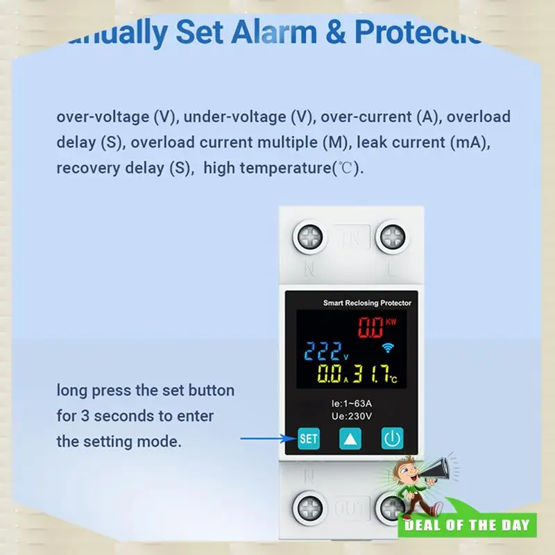 24-Hour Delivery 2X Zigbee TUYA Smart Life 2P/63A Circuit Breaker Earth Leakage Over Under Voltage Protection Protector