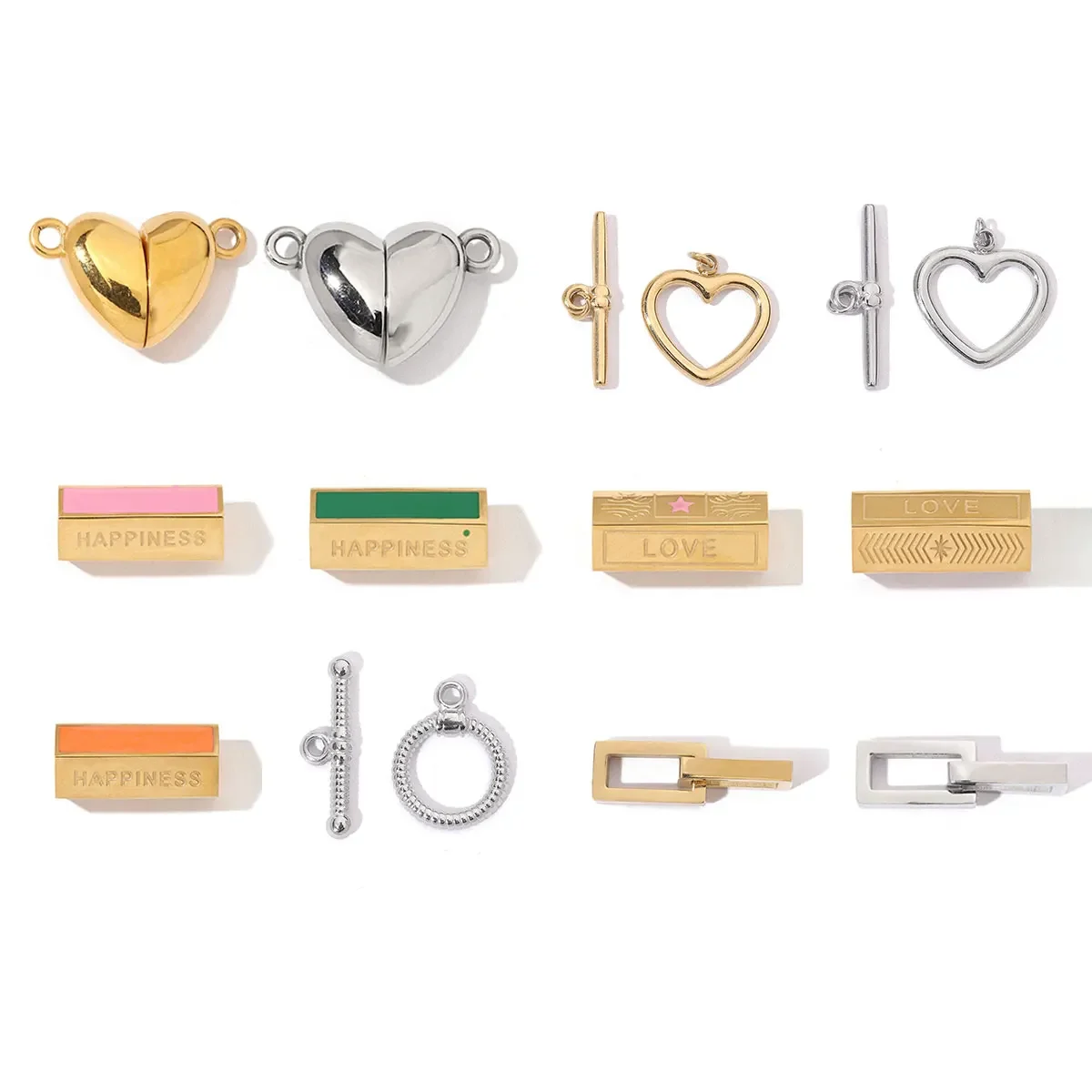 

3pcs/Lot Fashion Stainless Steel Hexagon Heart Magnetic Buckle OT Clasps for DIY Necklaces Bracelets Making