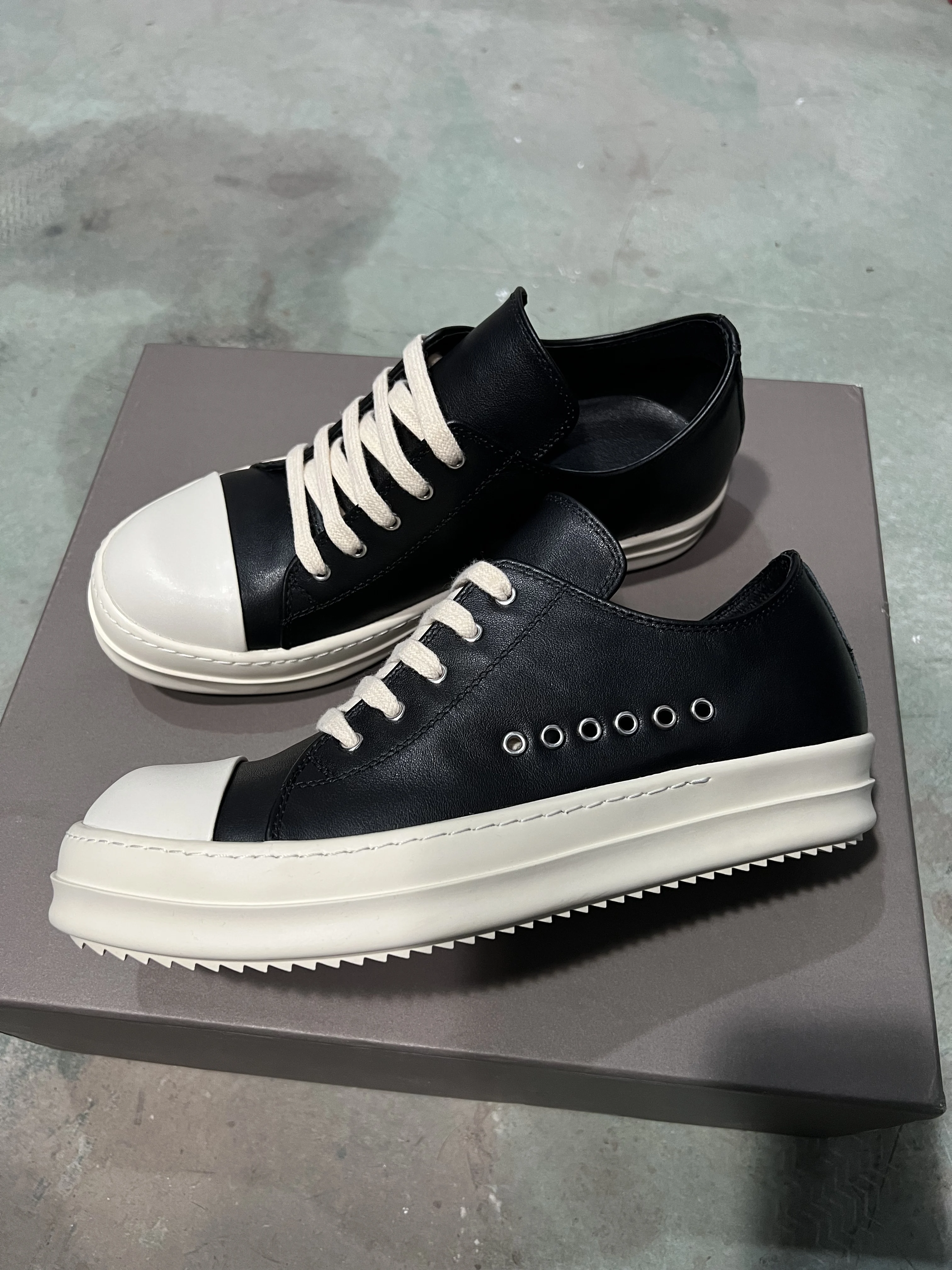 

Ro Designer Men's Casual Shoes Black Quality Genuine Leather Women Low-Top Sneakers Lace-Up Outdoor Leather Shoe Casual Sneakers