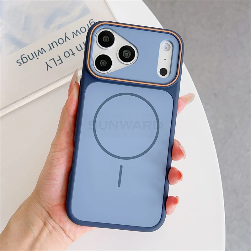 Luxuriöse Zweifarbige Magnetische Matte Stoßfeste Hülle für iPhone 17 16 15 14 13 12 Pro Max Air Plus Für Magsafe Kabelloses Laden Cover