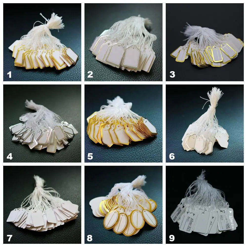 ورق بطاقات مستطيلي مستدير ، بطاقات تعليق بحافة ذهبية وفضية ، أداة عرض ، ملصقات أسعار المجوهرات ، علامات Hangtags ، من من من من من من من من