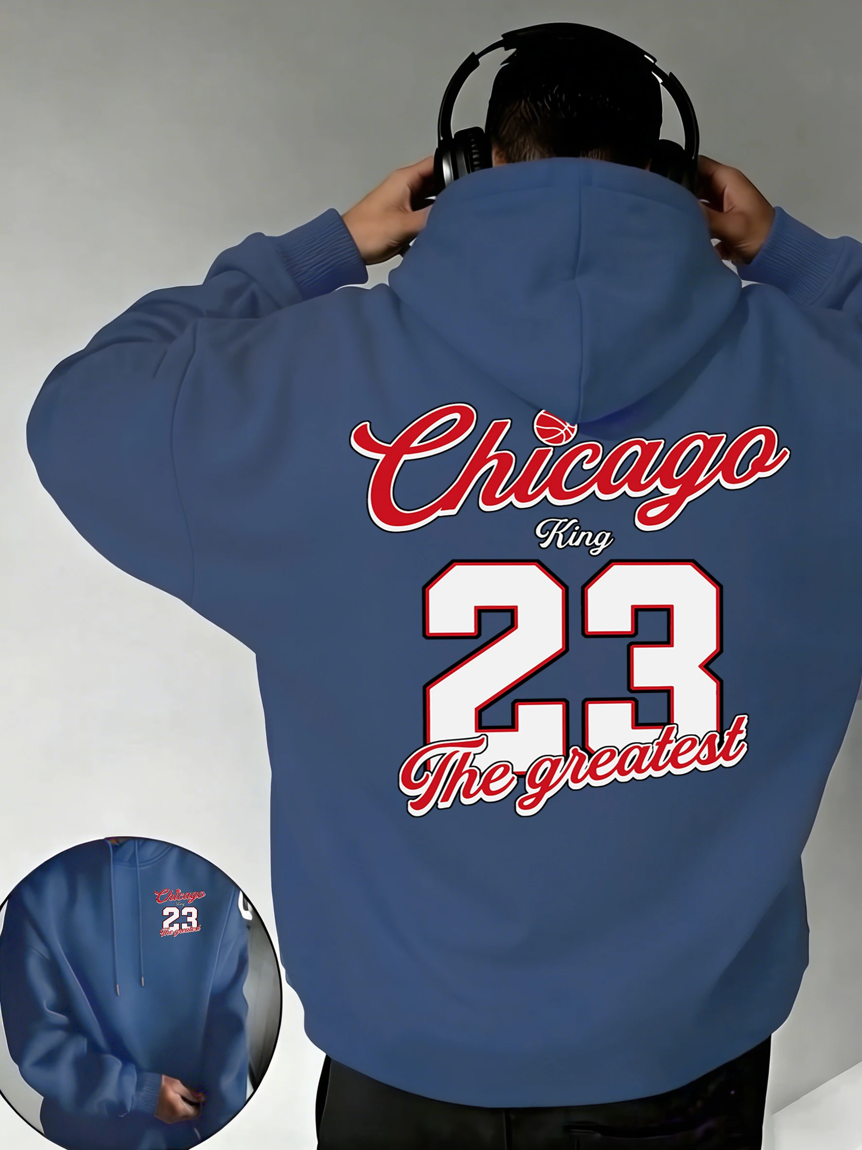

Мужские флисовые худи с принтом Chicago Number 23 The Greatest, повседневная свободная универсальная толстовка унисекс с карманами, базовый пуловер