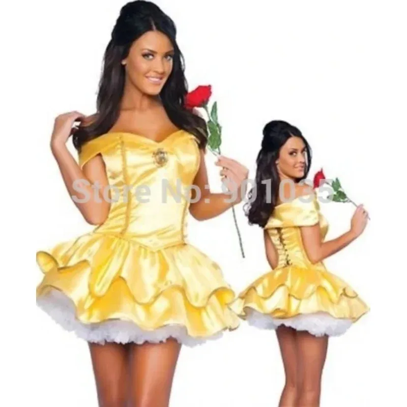 

S-2XL hot sale beauty and the beast cosplay carnival costume belle princess dress for Christmas Party size 8-16