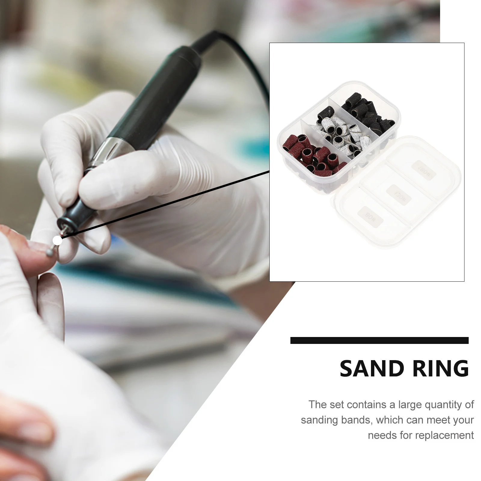 75 szt. Pierścieni do manicure, głowice do polerowania paznokci, wielokrotnego użytku, taśmy szlifierskie do naturalnych paznokci, narzędzie do usuwania martwego naskórka