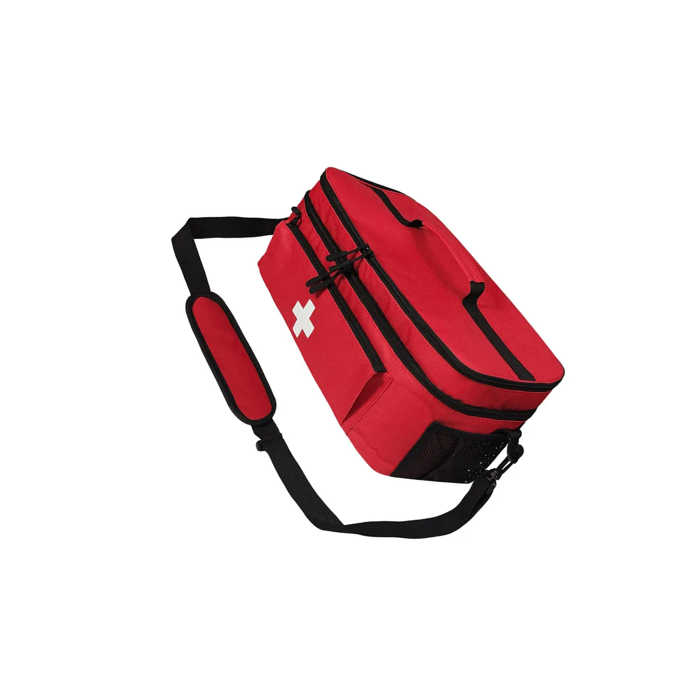 حقيبة الإسعافات الأولية منظم الزجاجات المحمولة باللون الأحمر لمكتب المشي لمسافات طويلة في حالات الطوارئ
