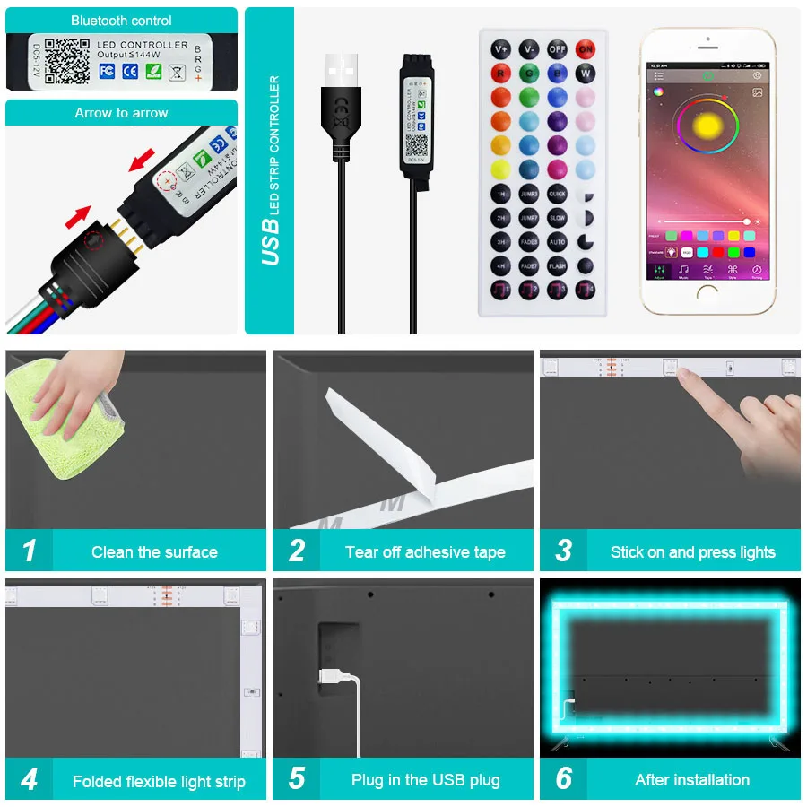 LED 10m 15m 20m 30m LED Strip Light RGB5050 LED Strip Decoration Bluetooth Color LED Tape TV Backlight Luces Led Para Habitacion