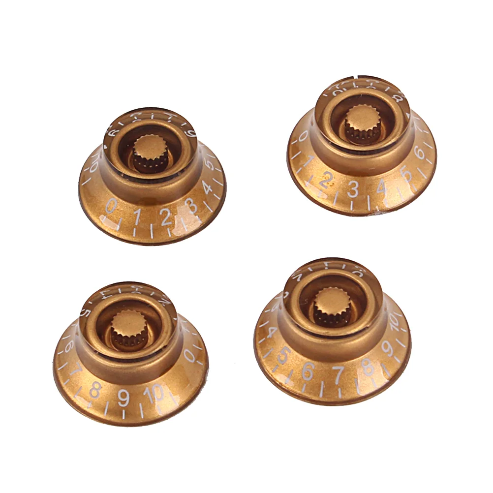 4pcs Round Guitar Knobs Volume Tone Control Knobs Rotary Knobs Style Electric Guitar Parts Replacement GD28 (Golden)